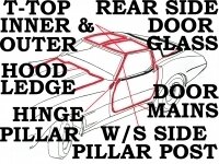 WEATHERSTRIP KIT-COUPE BODY AND T TOP-1 ST DESIGN-USA-11 PIECES-69 (#E2194)
