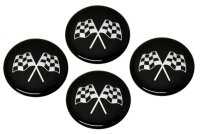 EMBLEM SET-WHEEL-CROSS FLAG-BLACK-1 3-4-SET OF 4 (#E3737)