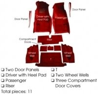 CARPET SET-COMPLETE-COUPE-4 SPEED-CUT PILE-WITH PAD-71-75 (#E5942)