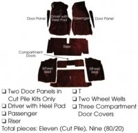 CARPET SET-COMPLETE-CONVERTIBLE-4 SPEED-CUT PILE-WITH PAD-71-75 (#E5944)