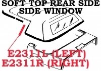 WEATHERSTRIP-SOFT TOP CONVERTIBLE-REAR SIDE WINDOW-USA-LEFT-86-96 (#E2311L)4A3
