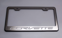 FRAME-LICENSE PLATE-BLACK-C7 CORVETTE LETTERING-CARBON FIBER INLAY-7 COLORS AVAILABLE (#E21850)