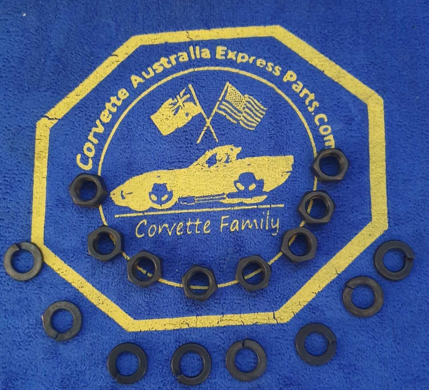 NUT AND LOCK WASHER-FOR SPINDLE HOUSING STUD-8 EACH-63-67 (#61183) 2C3 NUT AND LOCK WASHER-FOR SPINDLE HOUSING STUD-8 EACH-63-67 (#61183) 2C3