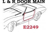WEATHERSTRIP-DOOR MAIN-COUPE AND CONVERTIBLE-USA-PAIR-68 (#E2249)4AA2