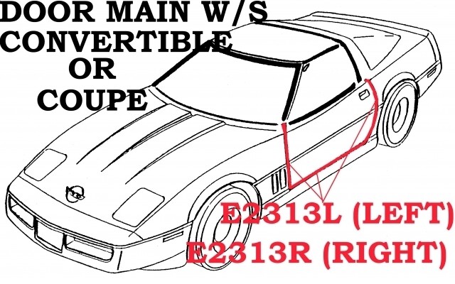 WEATHERSTRIP-DOOR MAIN-COUPE OR CONVERTIBLE-USA-LEFT-90-96 (#E2313L) 4A3