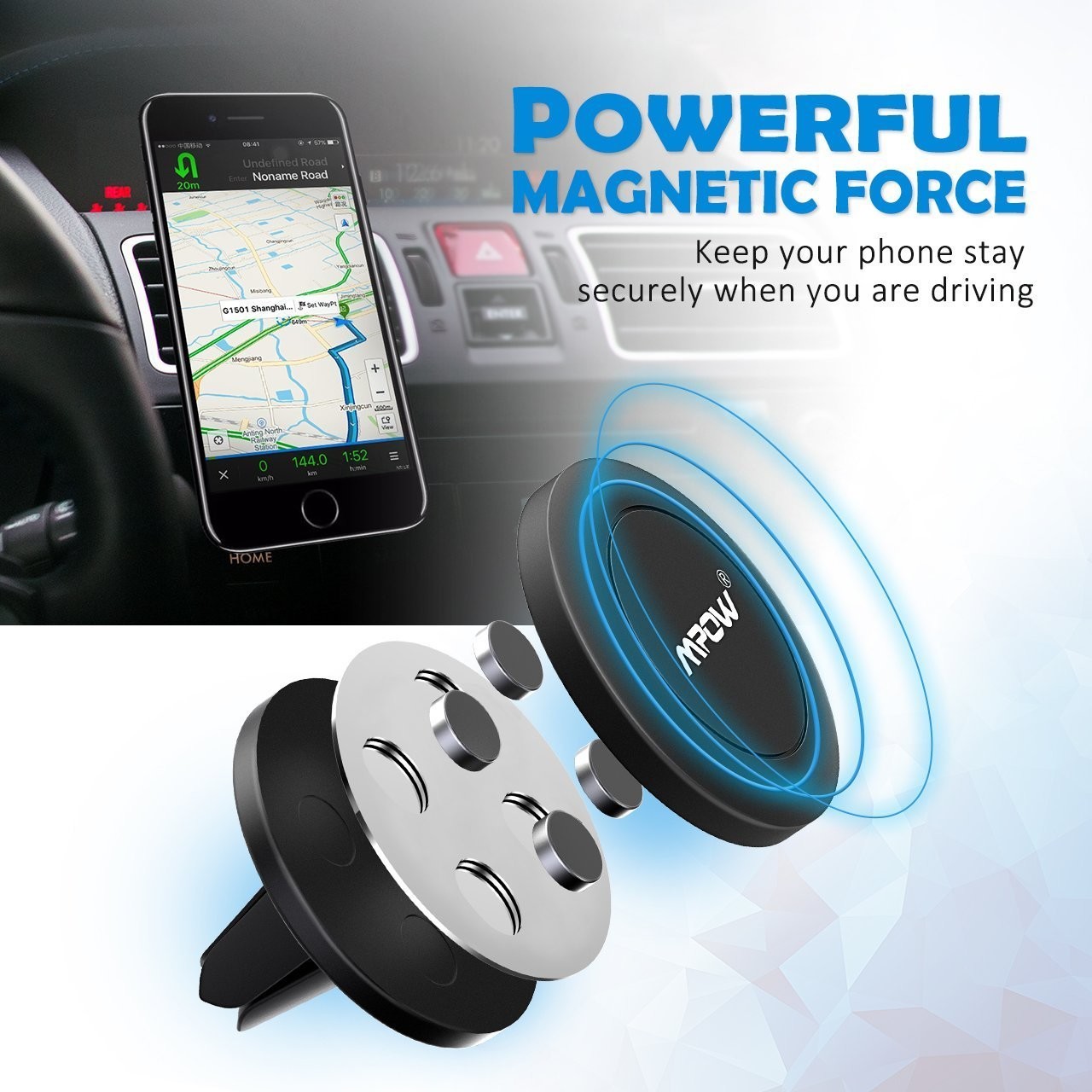 Mpow Strong Magnet Phone Mount Holder 強力マグネット車載ホルダー Iphone Android Mini Tablet