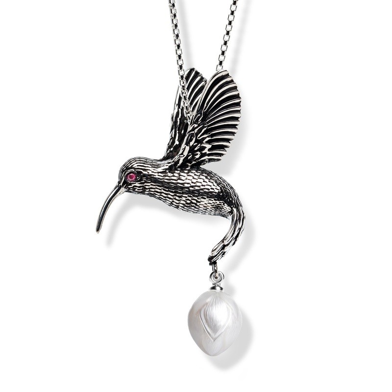 Hummingbird Pendant with Ruby from the Galatea Hawaii Collection