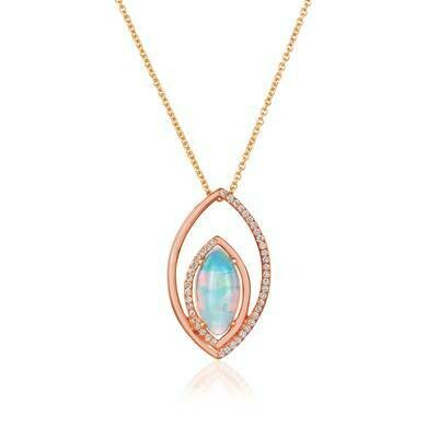14K Strawberry Gold® Neopolitan Opal™ 1 cts. Necklace with Vanilla Diamonds® 1/10 cts.