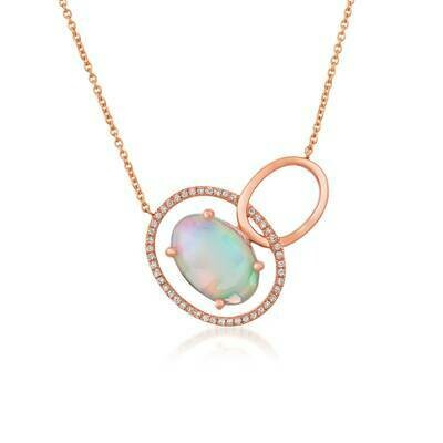 14K Strawberry Gold® Neopolitan Opal™ 1 7/8 cts. Necklace with Vanilla Diamonds® 1/8 cts.