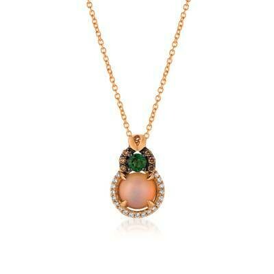 14K Strawberry Gold® Neopolitan Opal™ 3/4 cts., Pistachio Diopside® 1/5 cts. Pendant with Chocolate Diamonds® 1/20 cts., Vanilla Diamonds® 1/10 cts