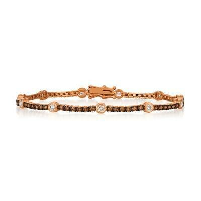 14K Strawberry Gold® Bracelet with Vanilla Diamonds® 1/2 cts., Chocolate Diamonds® 1 1/2 cts.