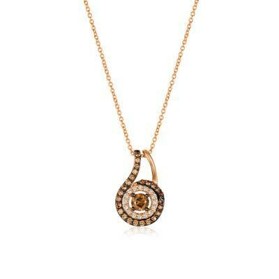 14K Strawberry Gold® Pendant with Chocolate Diamonds® 1/2 cts., Vanilla Diamonds® 1/10 cts.