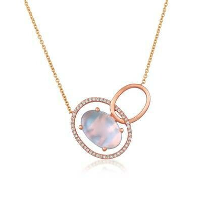 14K Strawberry Gold® Pink Orchid Quartz™ 3 3/8 cts. Necklace with Vanilla Diamonds® 1/8 cts.