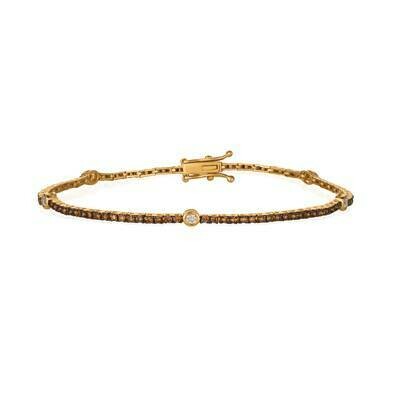 14K Honey Gold™ Bracelet with Vanilla Diamonds® 1/5 cts., Chocolate Diamonds® 1 cts.