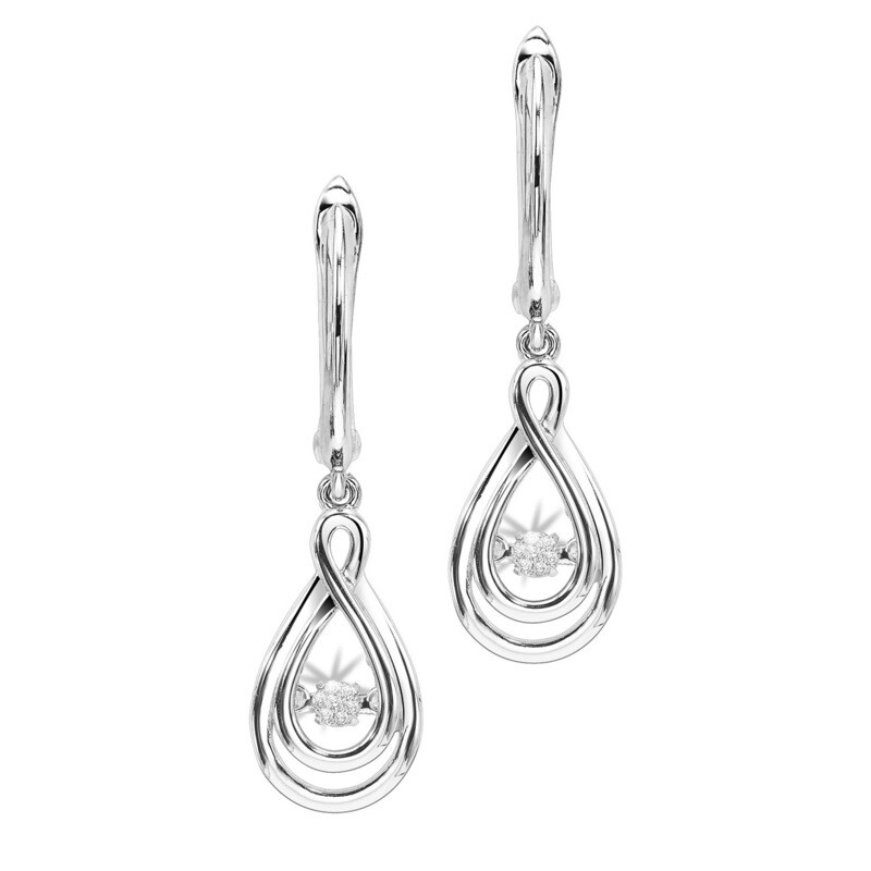 Sterling Silver Rhythm of Love Prong Diamond Earrings 1/25CT