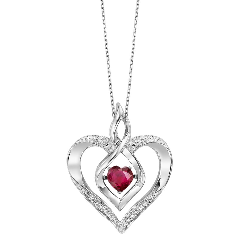 Silver Diamond & Created Ruby Pendant Silver Diamond & Created Ruby Pendant