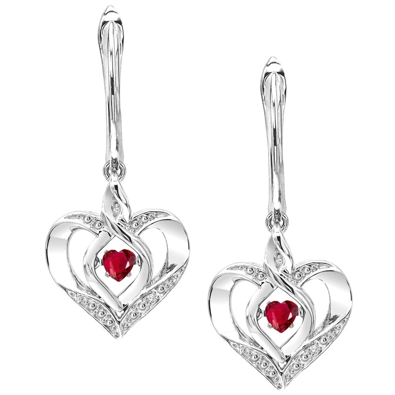 Silver Diamond & Created Garnet Earrings Silver Diamond & Created Garnet Earrings