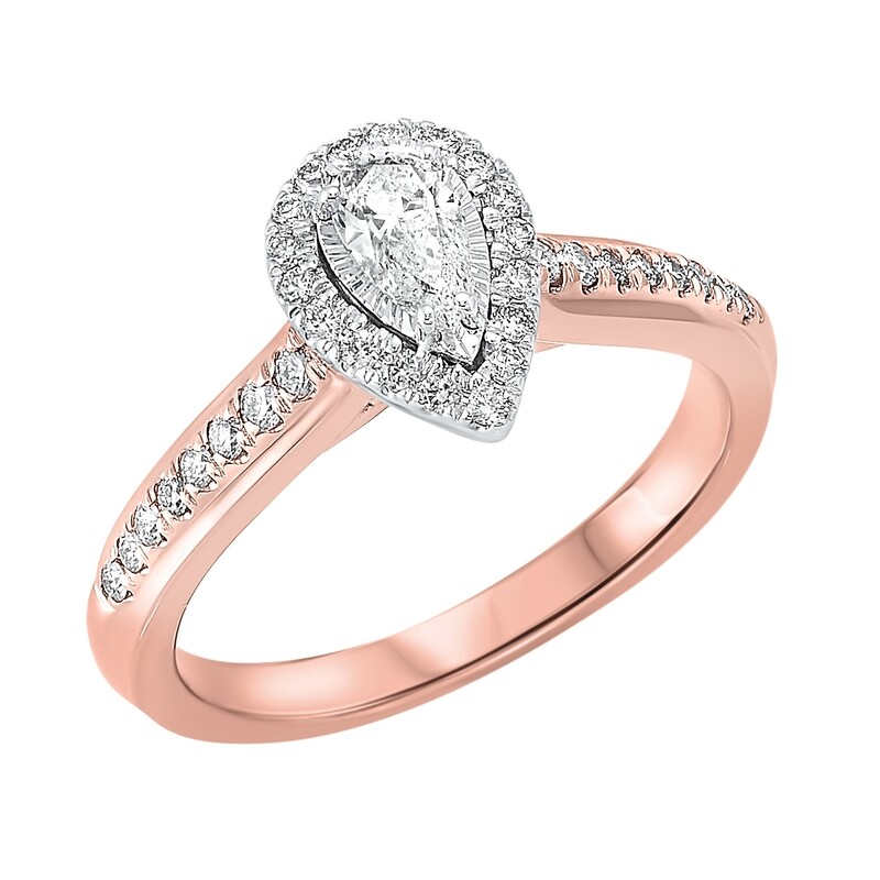 14K TT White/Rose 1/2ctw Pear Shape Ring with 1/3 center 14K TT White/Rose 1/2ctw Pear Shape Ring with 1/3 center