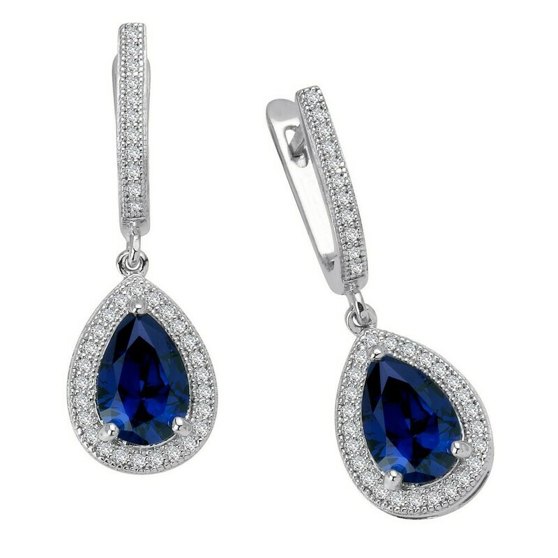 Sapphire Pear Drop Earrings