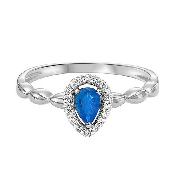 10K White Gold Prong Sapphire Ring (1/14 Ct. Tw.)