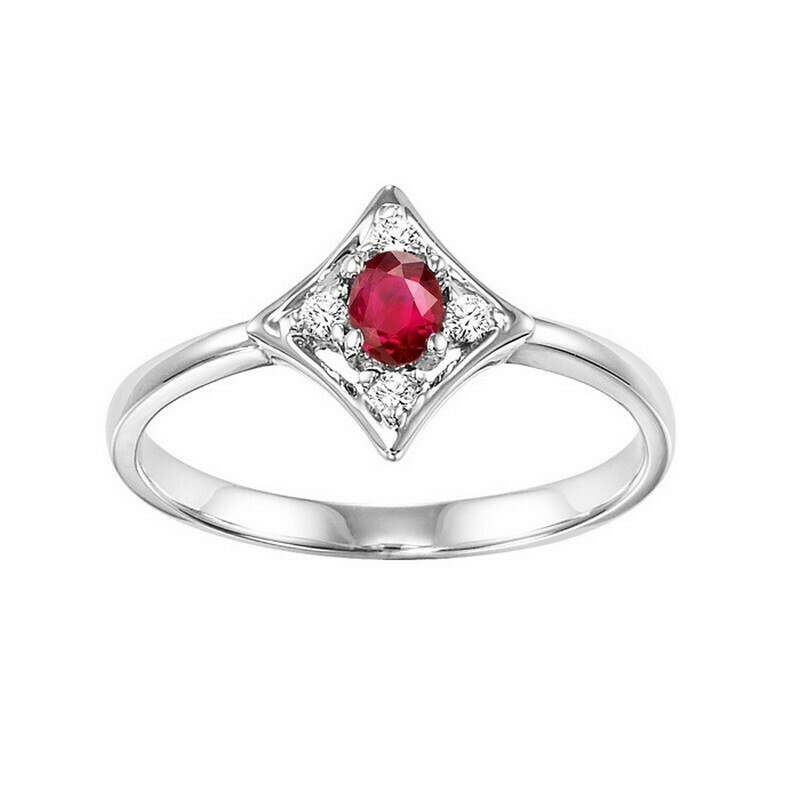 14K White Gold Prong Ruby Ring (1/20 Ct. Tw.)