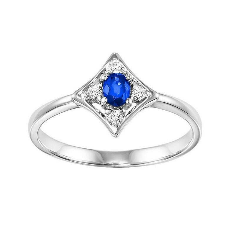 14K White Gold Prong Sapphire Ring (1/20 Ct. Tw.)