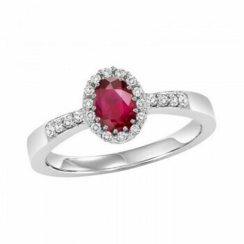 14K White Gold Halo Prong Ruby Ring (1/8 ct. tw.)