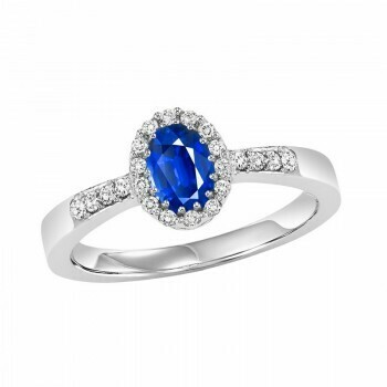 14K White Gold Halo Prong Sapphire Ring (1/8 ct. tw.)