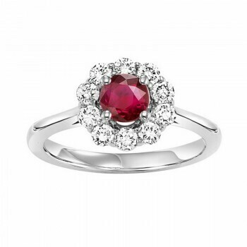 14K White Gold Halo Prong Ruby Ring (1/2 ct. tw.)