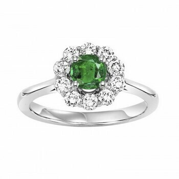 14K White Gold Halo Prong Emerald Ring (1/2 ct. tw.)