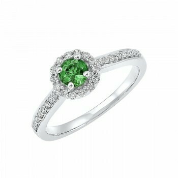14K White Gold Halo Prong Emerald Ring (1/3 ct. tw.)