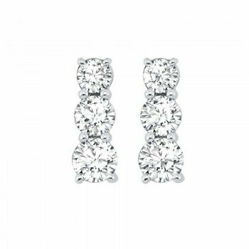 3 Stone Prong Set Diamond Earrings in 14K White Gold (1 ct. tw.)