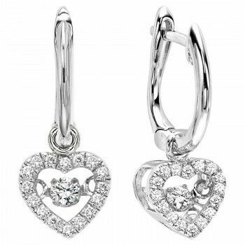 10K White Gold Rhythm of Love Prong Diamond Earrings 1/5 CT