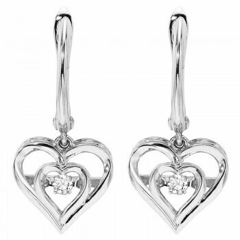 Sterling Silver Rhythm of Love Prong Diamond Earrings 1/25CT