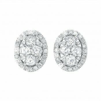 Oval Halo Diamond Earrings in 14K White Gold (1/2 ct. tw.)