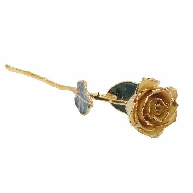 Lacquered White Rose with Gold Trim