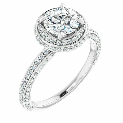 14K White Round 1 ct Engagement Ring
