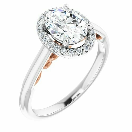 14K White/Rose Oval 1 ct Engagement Ring