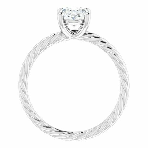 14K White Oval 1 ct Engagement Ring