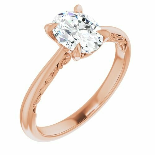 14K Rose Oval 1 ct Engagement Ring