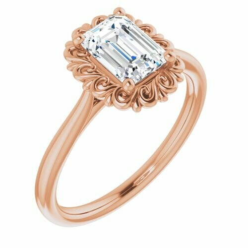 14K Rose Emerald 1 1/4 ct Engagement Ring