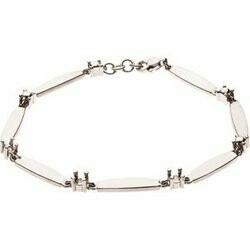 14K White 3-Stone Family Engravable Bracelet Mounting 14K White 3-Stone Family Engravable Bracelet Mounting