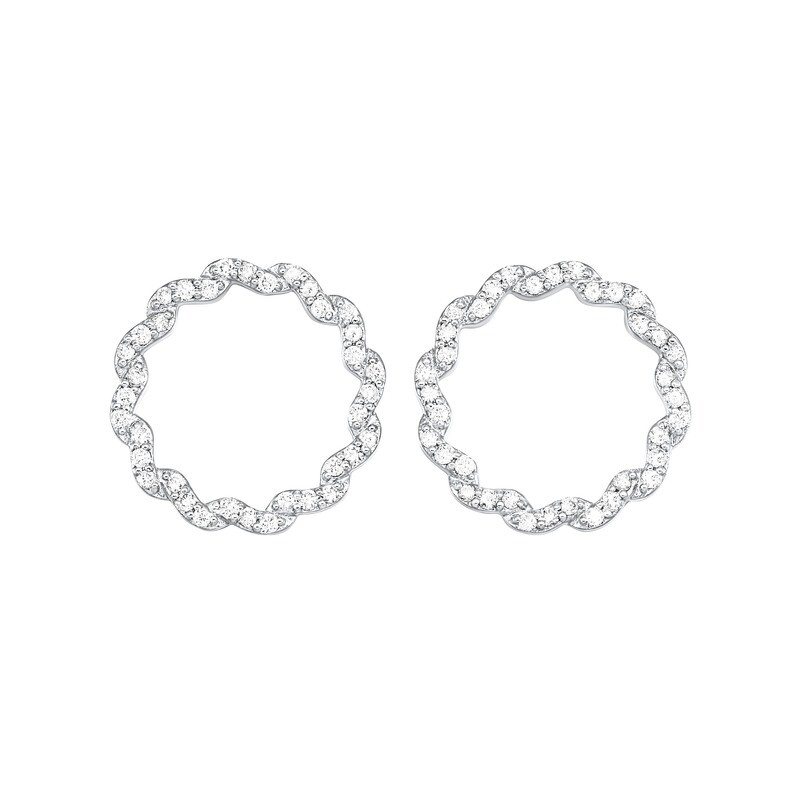 Silver (SLV 995) Diamond Studded Fashion Earrings - 1/4 ctw