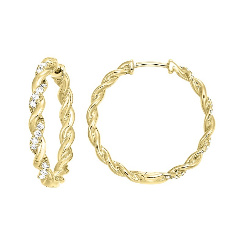10KT Yellow Gold & Diamond Studded Fashion Earrings - 1/4 ctw