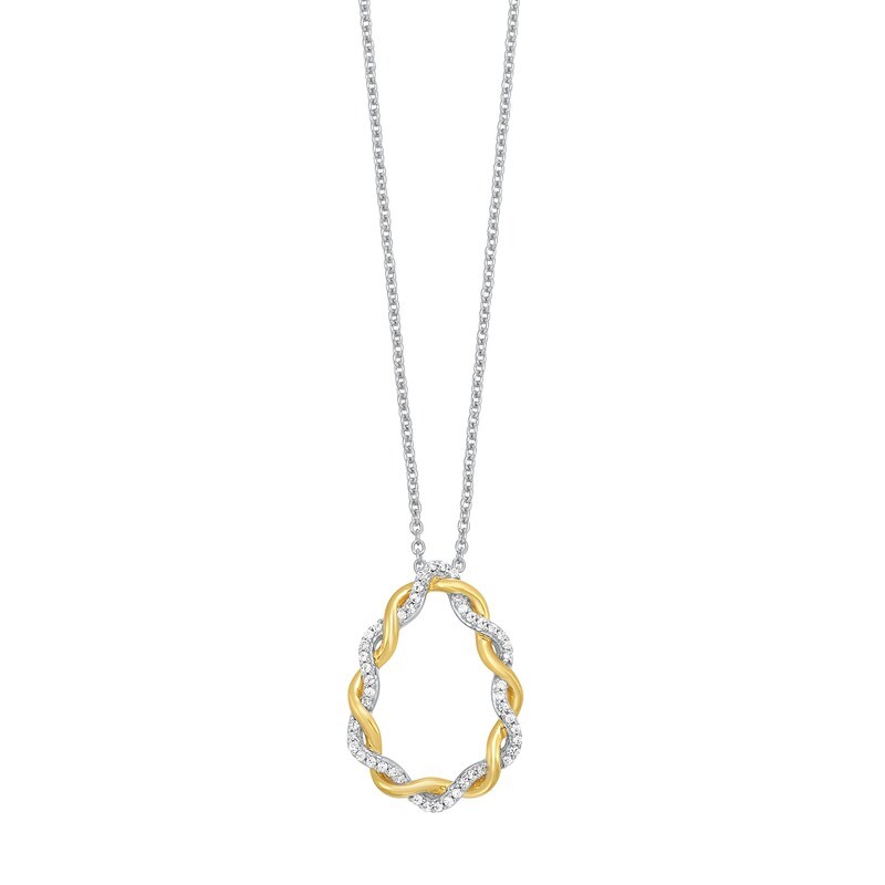 10KT White & Yellow Gold & Diamond Stunning Neckwear Pendant - 1/6 ctw
