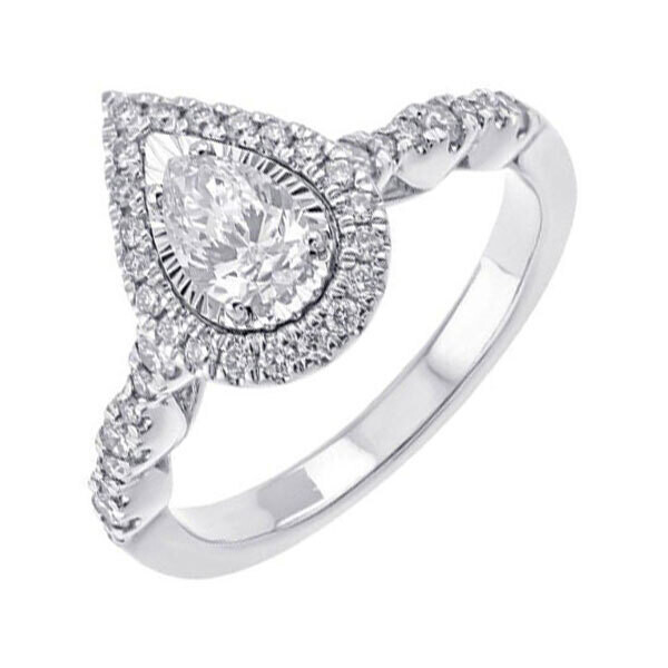 14KT White Gold & Diamond Classic Book Engagement Ring - 7/8 ctw