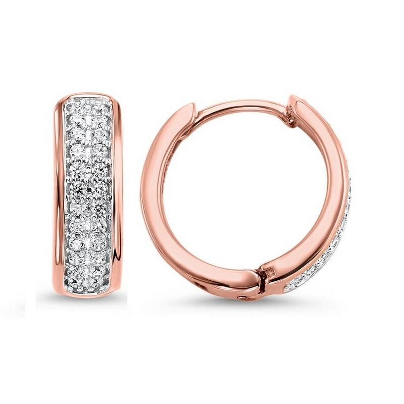 10KT Pink Gold & Diamond Studded Fashion Earrings - 1/4 ctw