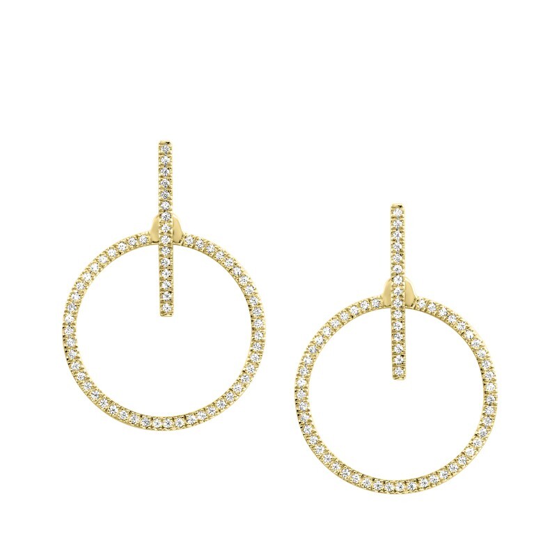 14KT Yellow Gold & Diamond Studded Fashion Earrings - 1/4 ctw