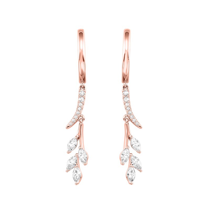 14KT Pink Gold & Diamond Studded Fashion Earrings - 1/2 ctw