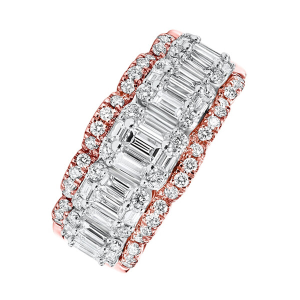 14KT White & Pink Gold & Diamond Baguettes Fashion Ring - 1-5/8 ctw